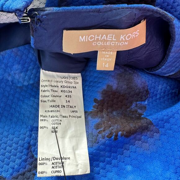 $2295 MICHAEL KORS COLLECTION Made in Italy Blue Black Floral Designer Dress 14 - Picture 13 of 15